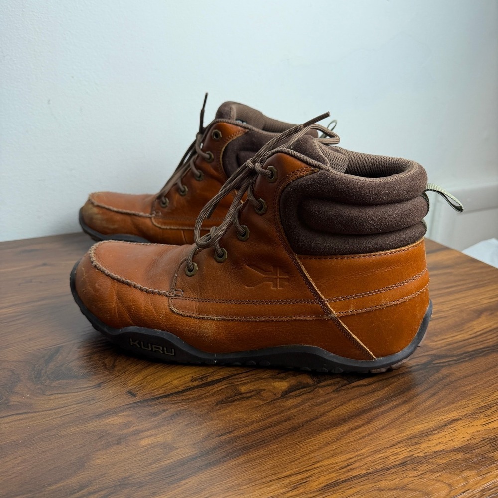 KURU Quest Boots Mens 10.5 Brown Leather Ankle Hiking Comfort Plantar Fasciitis